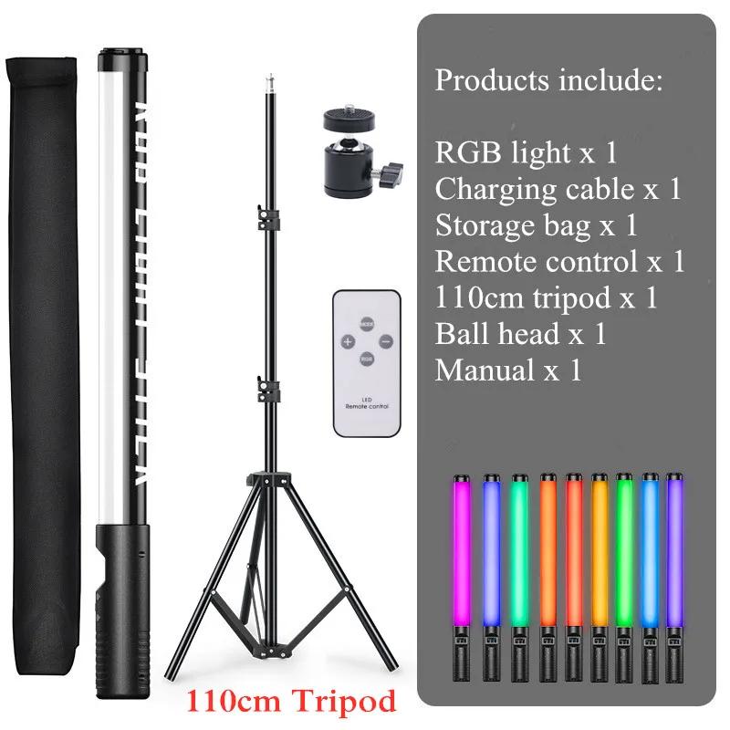 Photography Lighting Stick RGB Handheld LED Light Wand USB Rechargeable 3000-6000K Home Party RGB Fill Lights LED Flash