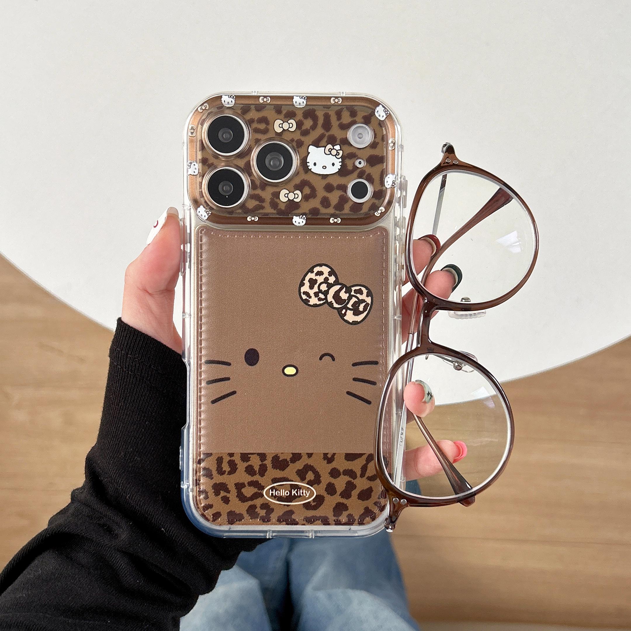 Luxury Cute Foundation Make Up Brown KT Phone Case with Stand Case for iPhone 16 Pro 15 14 17 Pro Max Shockproof Protective Case iPhone 15
