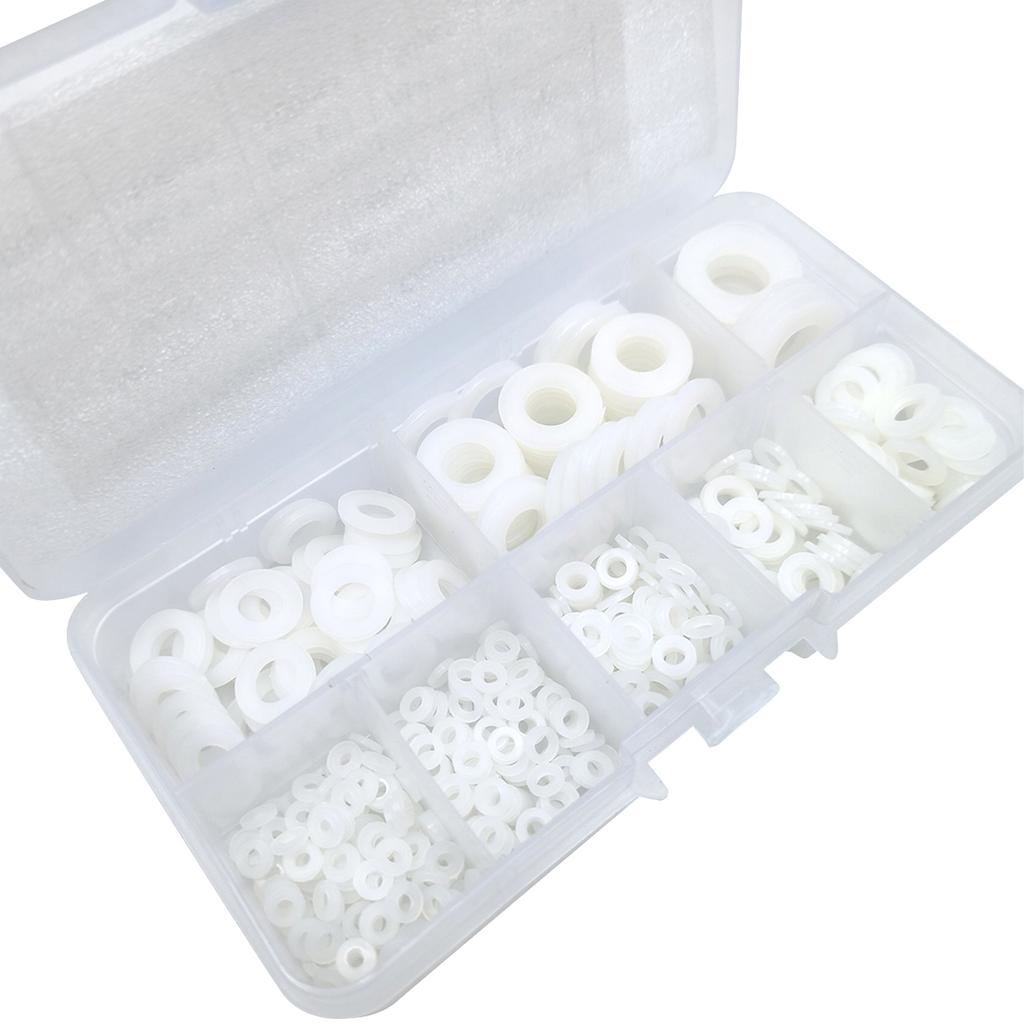 Pack Of 500 Nylon Washers Home Improvement Flat Spacer Pads Nylon Flat Washer Assortment Suitable for Furniture Hardware