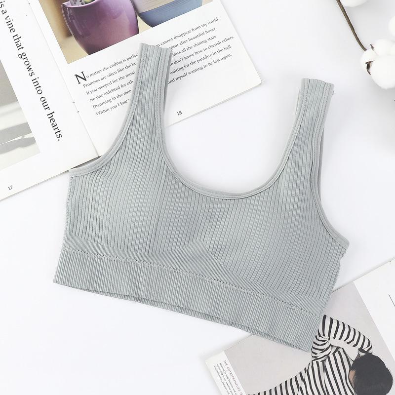 Soutien-gorge de sport bandeau sans couture côtelé à larges bretelles
