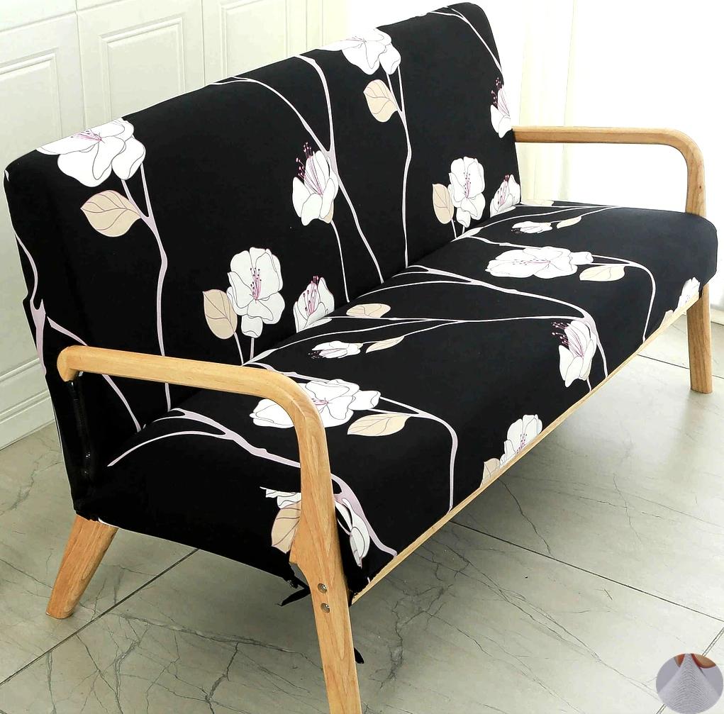Printing Armless Futon Covers Stretch Futon Couch Cover Folding Sofa Bed Slipcover Furniture Protector with Elastic Bottom