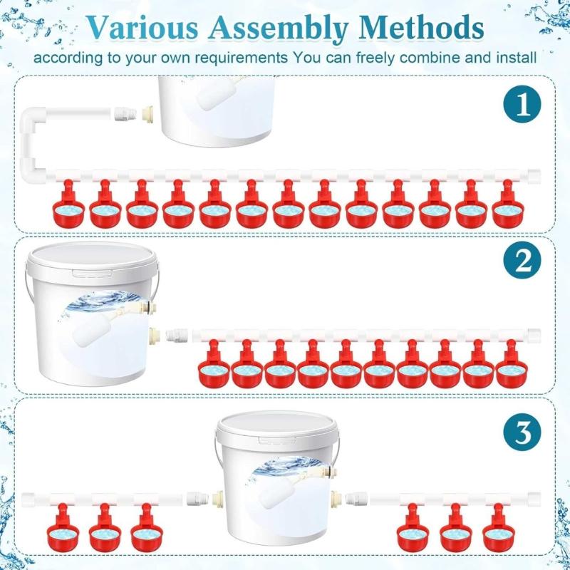 Full Chicken Watering System With 16 Cups Stable Construction And Easy Assembly For Poultry