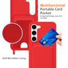 For Samsung Galaxy S23 Case Liquid Silicone Back Card Holder Phone Cover with Lanyard