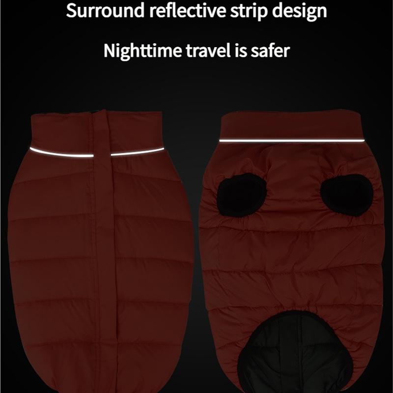 Oboustranné Nositelné Nové Silné Podzimní Zimní Psí Oblečení Teplá a Reflexní Psí Bunda Vodotěsné a Větruodolné Psí Oblečení