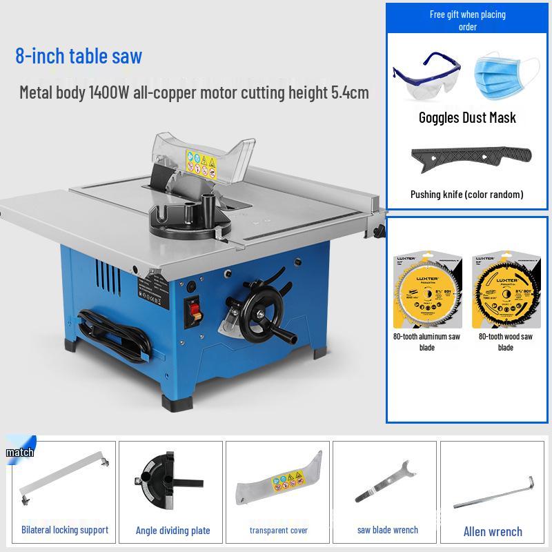 LUXTER 8" Small Table Saw with 45° Miter for Precision Cutting