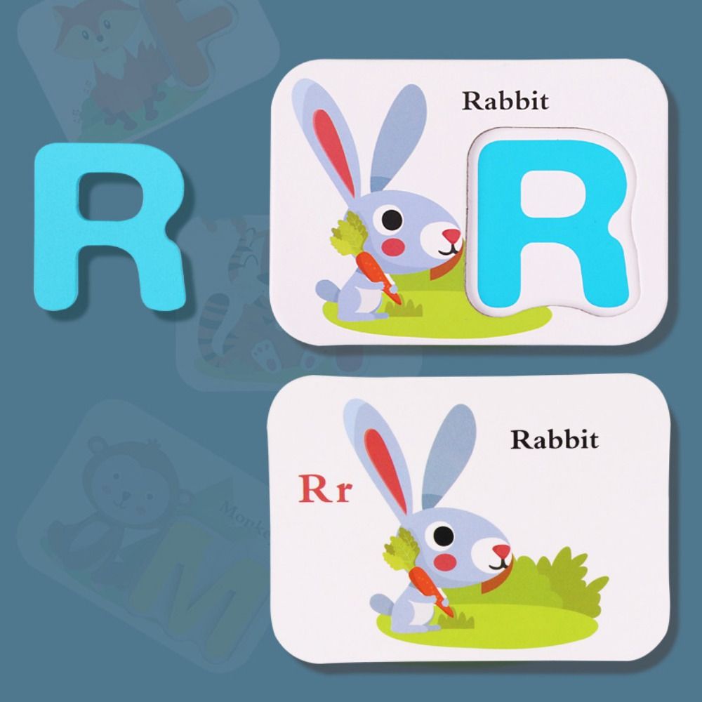 Wooden Alphabet Flash Cards Set English Exercise Cognitive Memory Game  Girls Boys