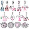 Original Copper Charms Bead Inlaid Zirconium Ballet Shoes Bag Rose Pendants Fit Bangle Bracelet Diy Jewellery Marking