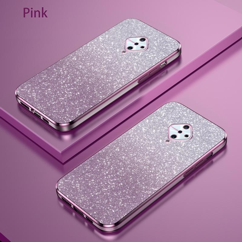 

For VIVO Y9S V17 Luxury Electroplated Glitter Phone Case For Vivo Y9s V17 Case Clear Soft TPU Back Protective Cover TPU Bumper For Vivo Y9S розовый