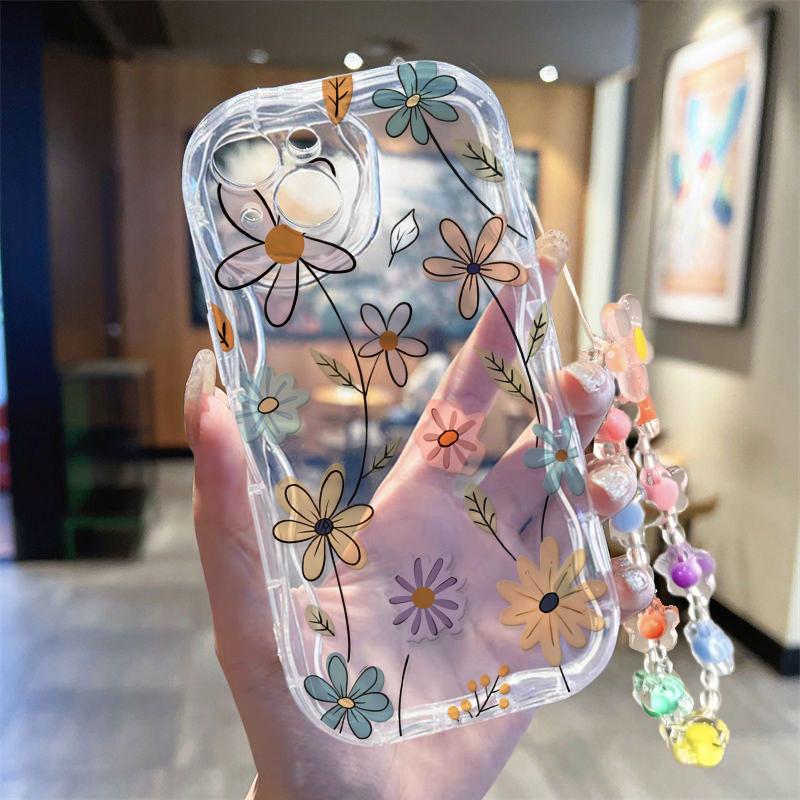 Fashion Flower Leaf With Lanyard Case For Samsung Galaxy A17 A16 A36 A26 A56 A55 A35 A25 A15 A07 A06 A32 A50S A51 M16 Soft Cover