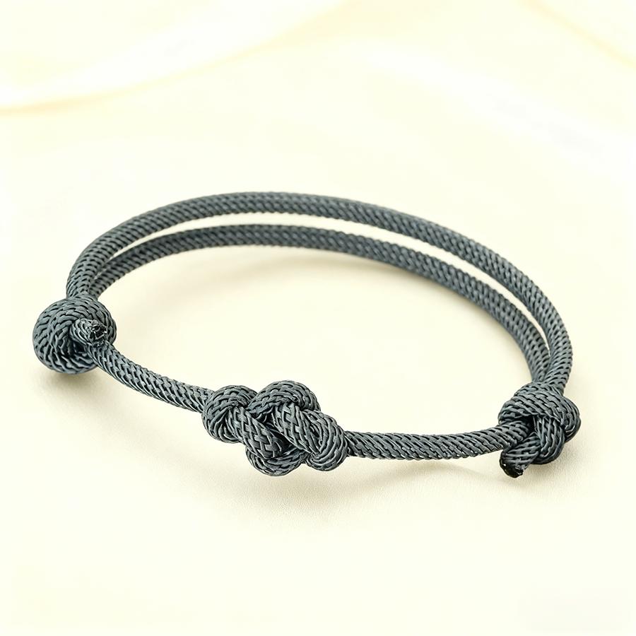 

New Handmade Hypoallergenic Nylon Cord Bracelet Unisex Unique Knot Couple Braslet Valentine Day Gift Not Fading Or Deforming Adjustable темно серый