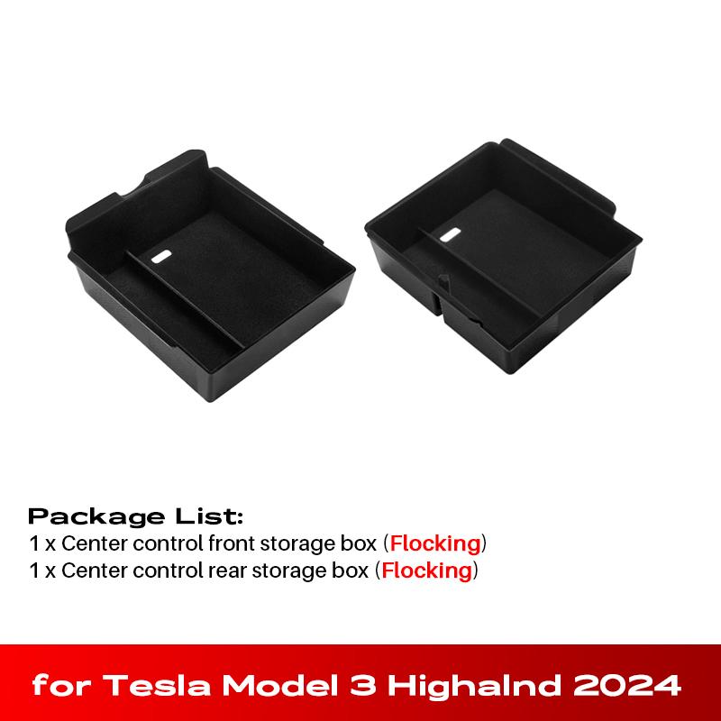 

for Tesla NEW Model Y Launch Juniper 2025 Model 3 Highland 2024 Console Armrest Storage box Interior Organizer ABS Flocking