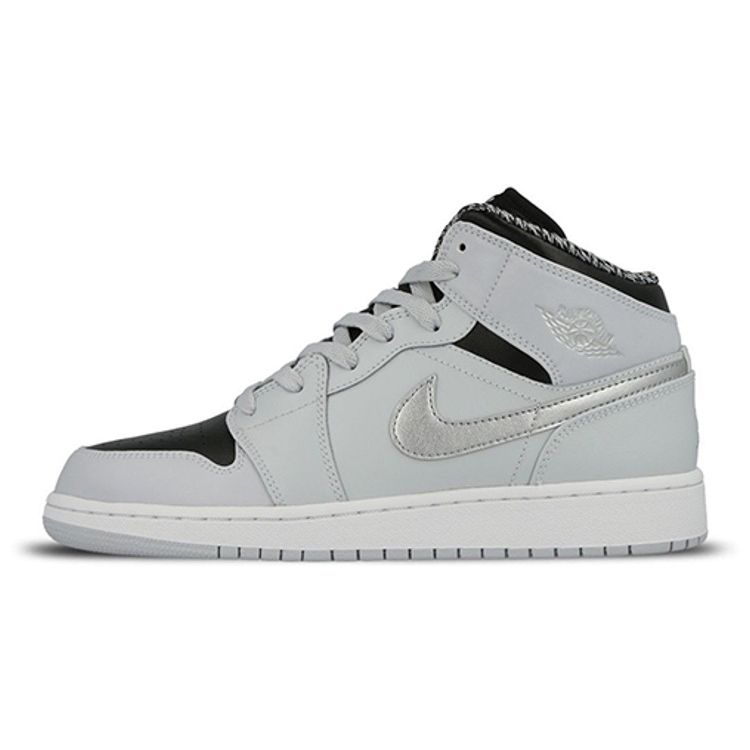 

Детские кроссовки Air Jordan 1 Retro Mid GS Pure Platinum Серый Белый-Металл 554725-032
