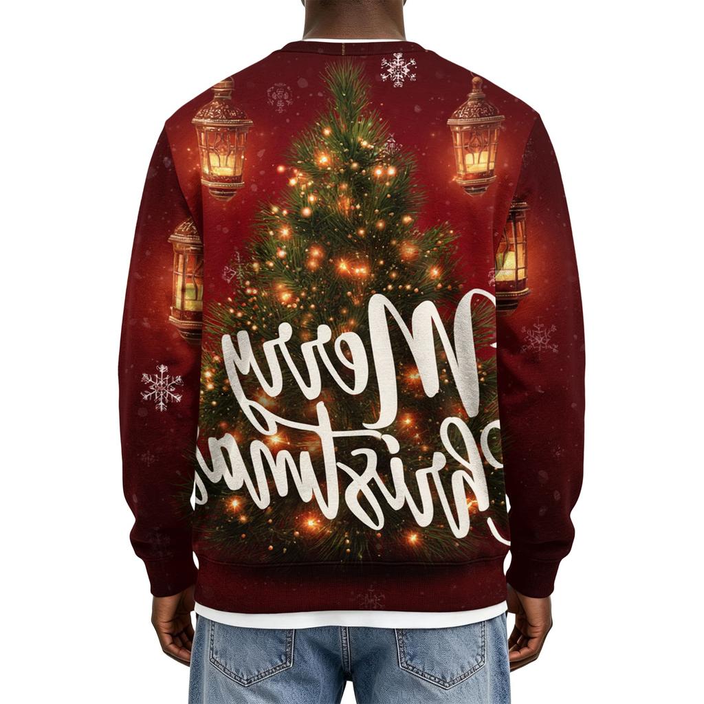 Sweatshirt à col rond sans capuche pour homme, Haut pull décontracté pour les fêtes de fin d'année
