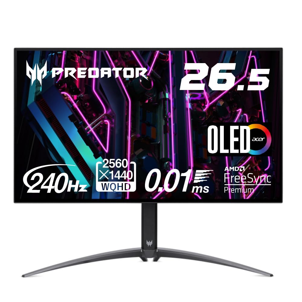 

Japan Acer Acer Predator Gaming Monitor 26.5 inch OLED 240Hz 0.01ms0.03ms HDMI2.0 Type-C Pivot Height Adjustment Headphone Terminal Speaker AMD