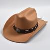 New Vintage Western Cowboy Hat with Punk Belt Men's Gentleman Cloche Church Caps Lady Roll Up Jazz Cowgirl Hats