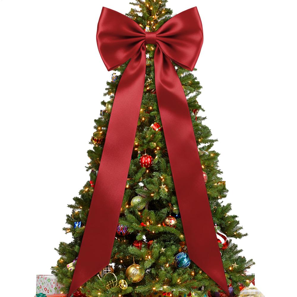 Christmas Tree Bow Satin 75 Inch Home Decor Oversized Bow Topper Christmas Tree Ornaments for Wedding Birthday Wall Front Door