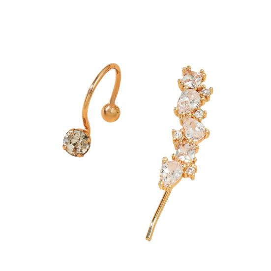 2 szt. kolczyki klipsowe w kształcie litery C, kryształki, damskie, sztuczne perły, geometria, gwiazdy, mankiety na uszy, biżuteria