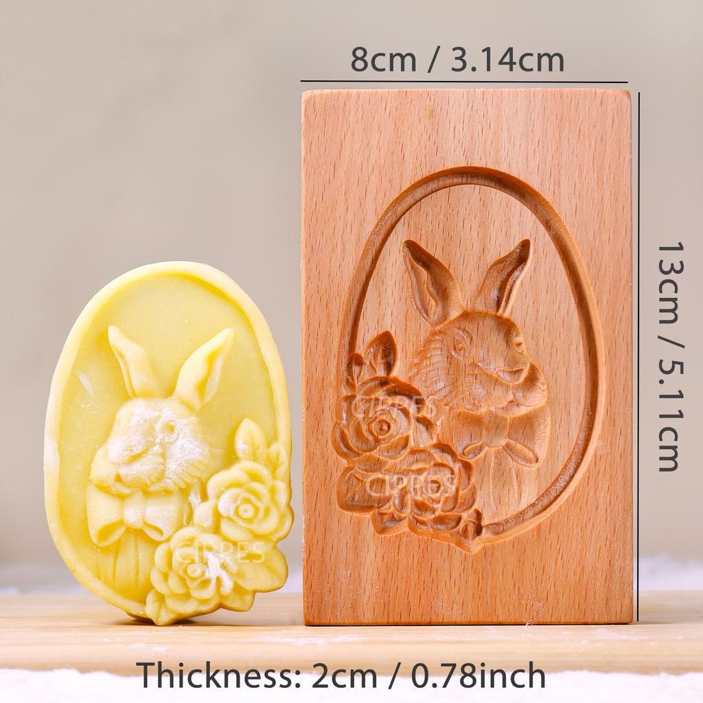 1PC Christmas Wooden Cookie Mold, Animals Patterns, 3D Carved Embossed Biscuit Cutter Moulds, Bird, Bear, Tiger, Horse, Squirrel