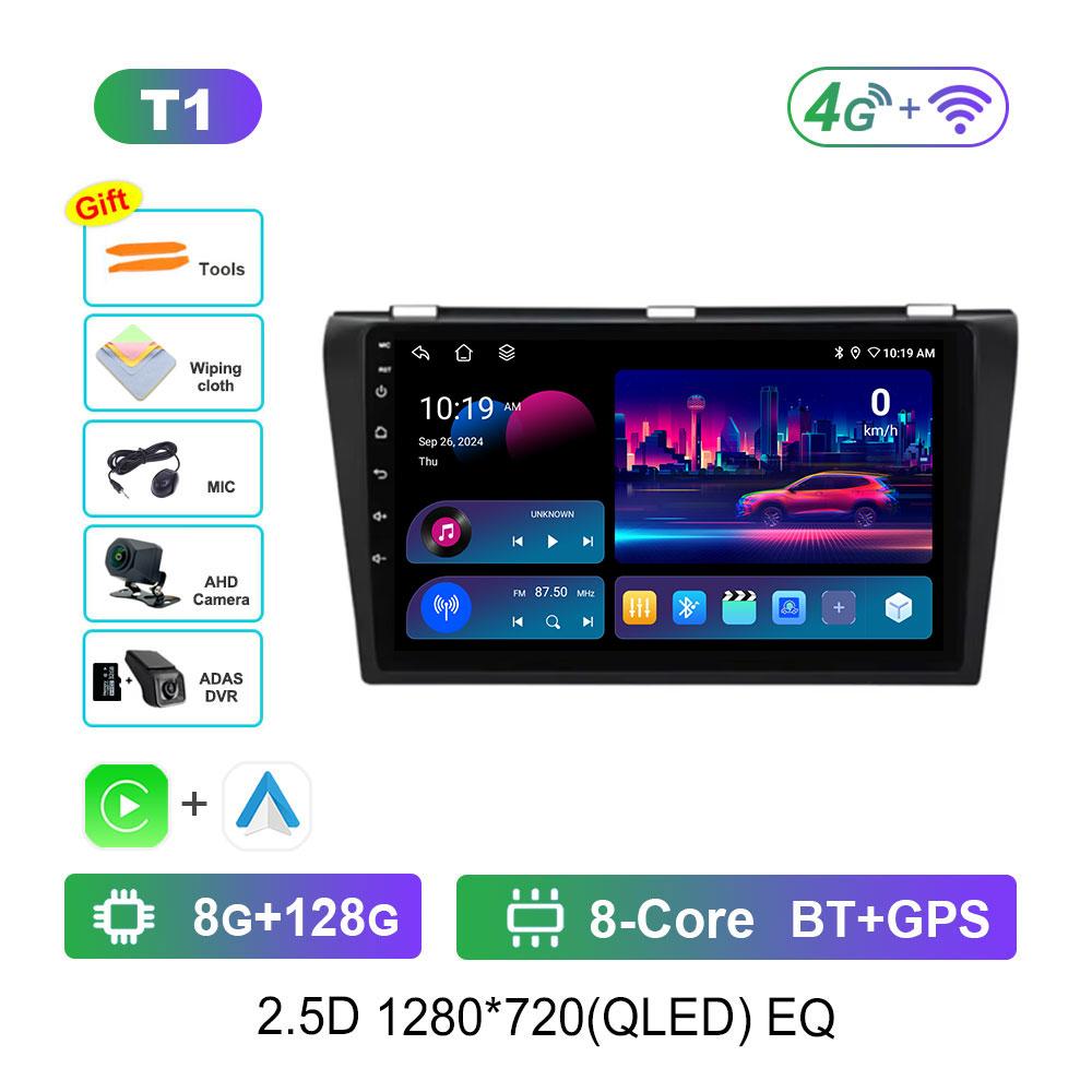Bluetooth Android 14 GPS Navi 4G Car Video Multimedia Player for Mazda 3 2004 - 2009 DSP Stereo HD Touch Screen WiFi Head Unit