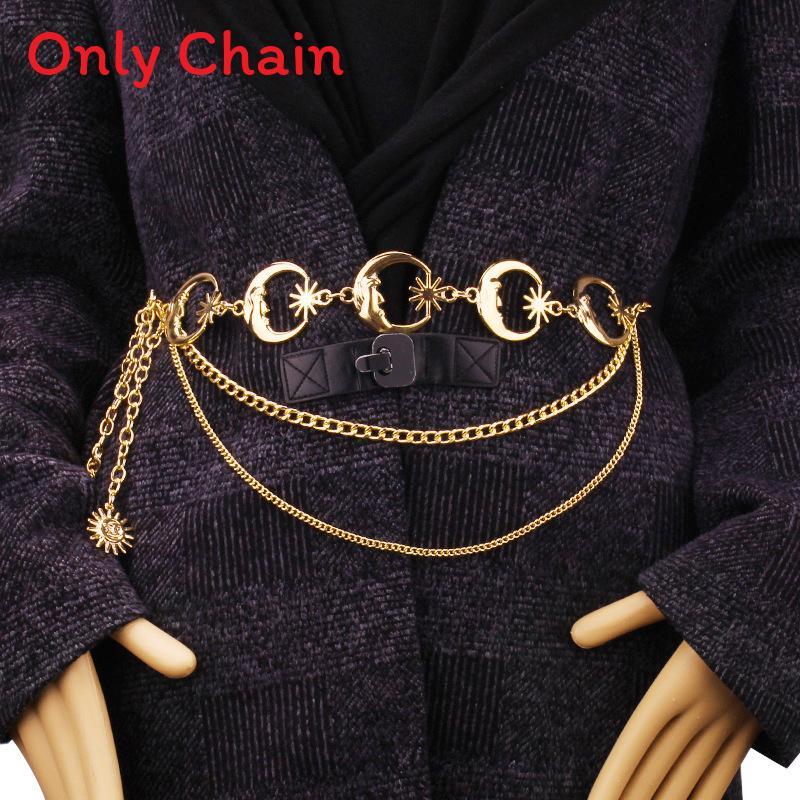 Vintage Style Sun And Moon Metal Waist Chain Adjustable For Men And Women золотой
