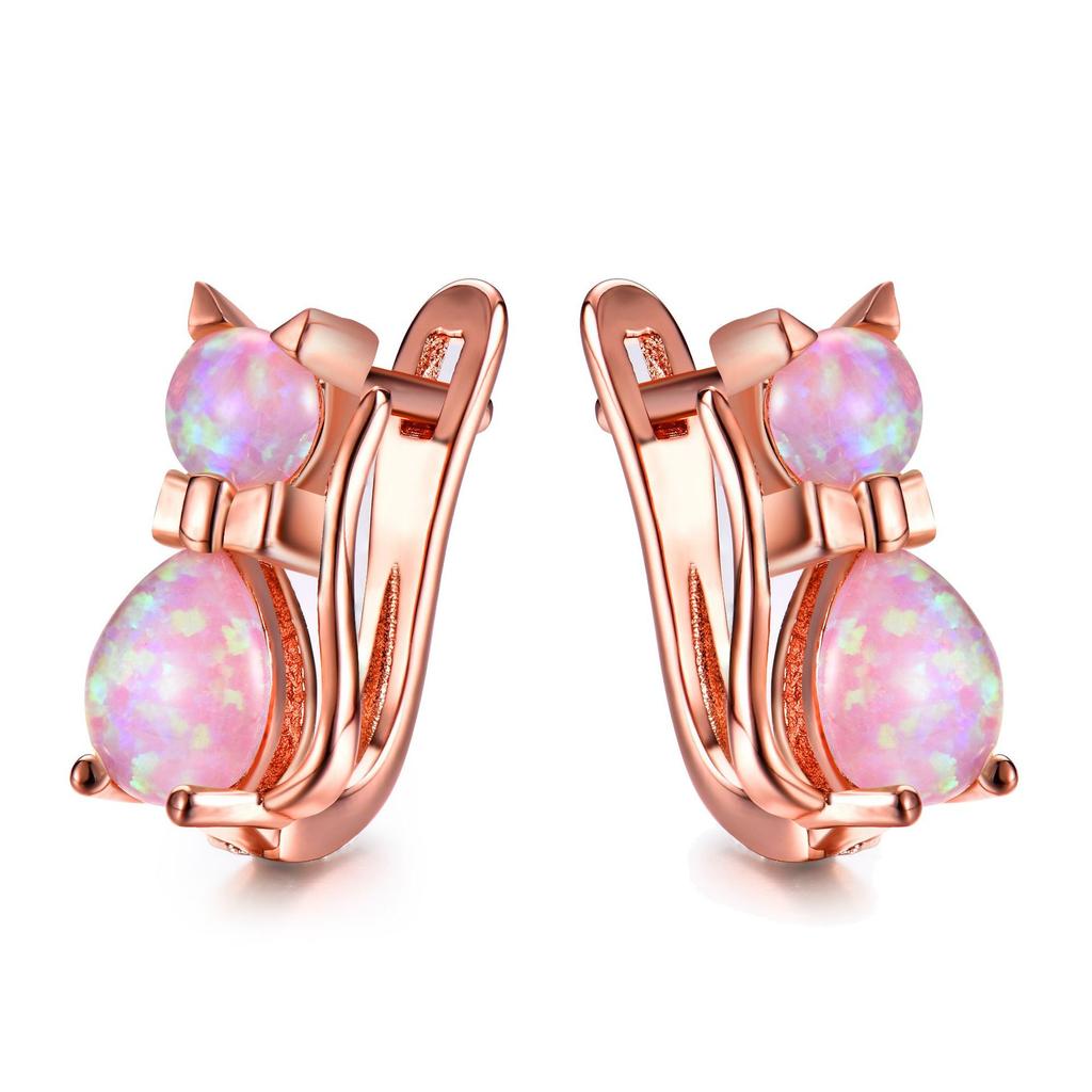 Japanese Korean Mini Creative Earrings Blue Cat Ear Buckle Small Cartoon Fashion