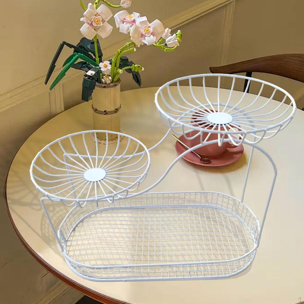 Countertop Fruit Basket 3 Tier Large Capacity Multipurpose Organizer Metal Mesh for Snack