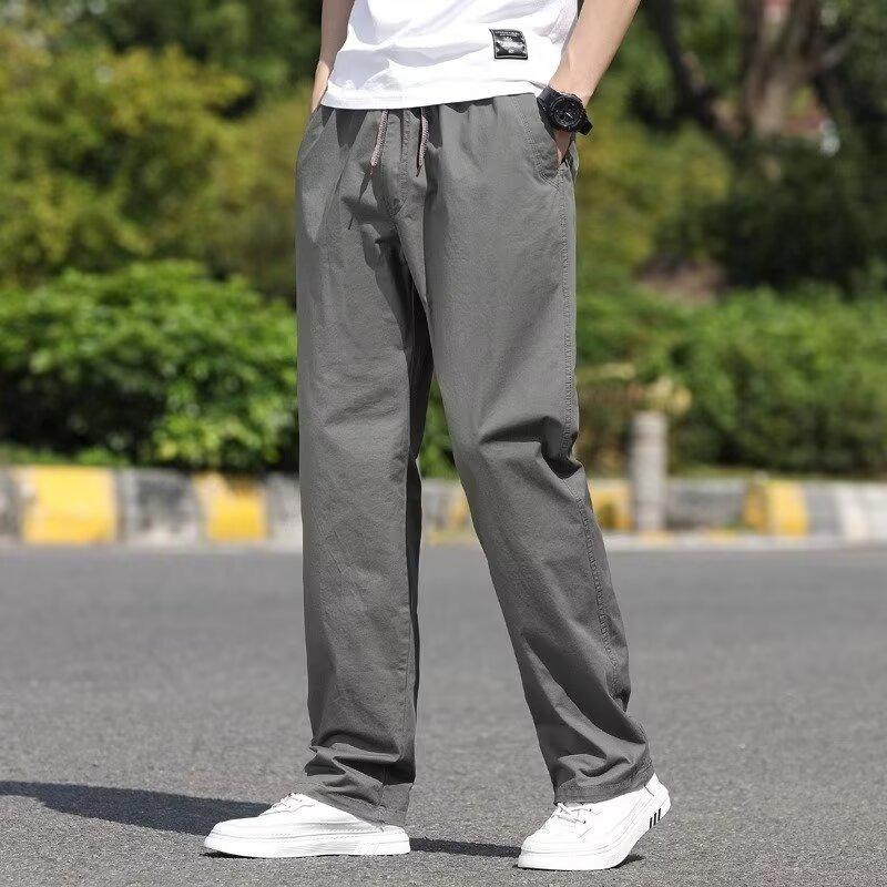 Solid color casual pants American men's autumn and winter new men's pants loose straight elastic large size Japanese pants