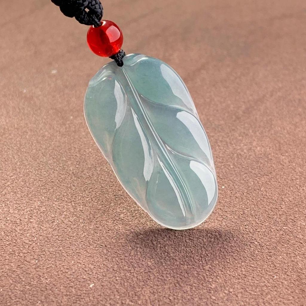 A-Grade Natural Jade Pendant with Golden Branches and Leaves for Children