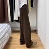 Women's High Waist Loose Fit Solid Color Wide Leg Jeans Warm Fleece Lined Straight Leg Denim Pants
