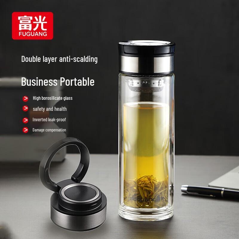 FUGUANG G1707-SH 400ml Glass Tea Infuser Water Bottle