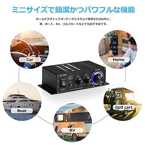 Nobsound Mini Stereo Amplifier, 40W X 2, Independent Treble and Bass Adjustment ±10dB, 155mm Ultra Compact, Blue LED for Car and Home Use