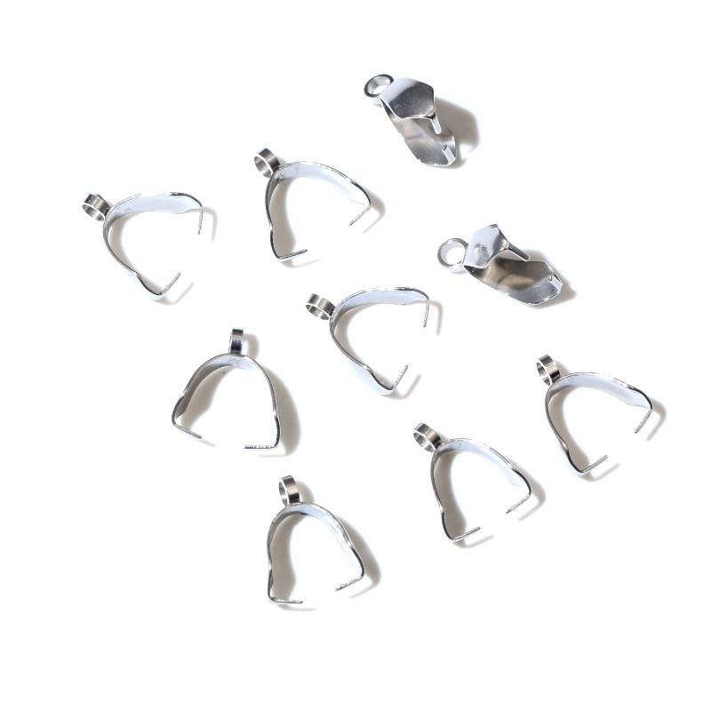 50pcs Stainless Steel 4-sizes Pendant Pinch Bail Clasps Necklace Hooks Clips Connector DIY Jewelry Making Findings