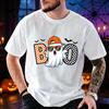 Men Women Funny Boo Cool Ghost Print T‑Shirt Trick or Treat Graphic Tees Halloween Party Costume Tops Spooky Season Gift T‑shirt