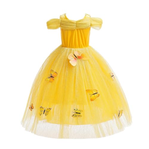 Dressy Daisy Girls' Princess Dress-Up Costume, Halloween and Christmas, Butterfly Decor, Children's Dress, Age 2, Yellow