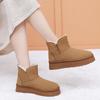Women's Faux Suede Furry Mini Boots Winter Platform Short Boots Cozy Faux Fur Slip-On Flat Snow Booties Warm Home Outdoor Walking Shoes for Women