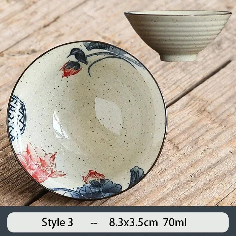 1PCS Chinese Traditional Ceramic Cone Teacup Anti Scaling Handmade Flowers Porcelain Tea Bowl Travel Meditation Cup Tea Set 70ml