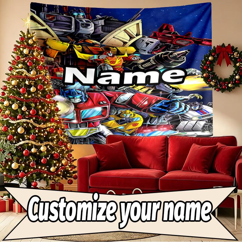 Custom Name Personalized Transformers Print Tapestry, Wall Art Decor, Bedroom, Dorm, Apartment, LivingRoom, Party Backdrop, Gift for Birthday