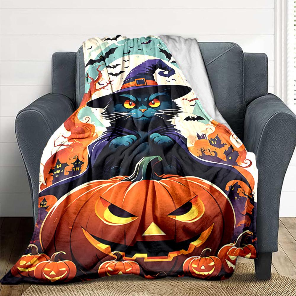 1 Stück Halloween-Katzen-Decke, Leichte Flanell-Kuscheldecke für Sofa, Bett, Reisen, Camping, Wohnzimmer, Büro, Couch089