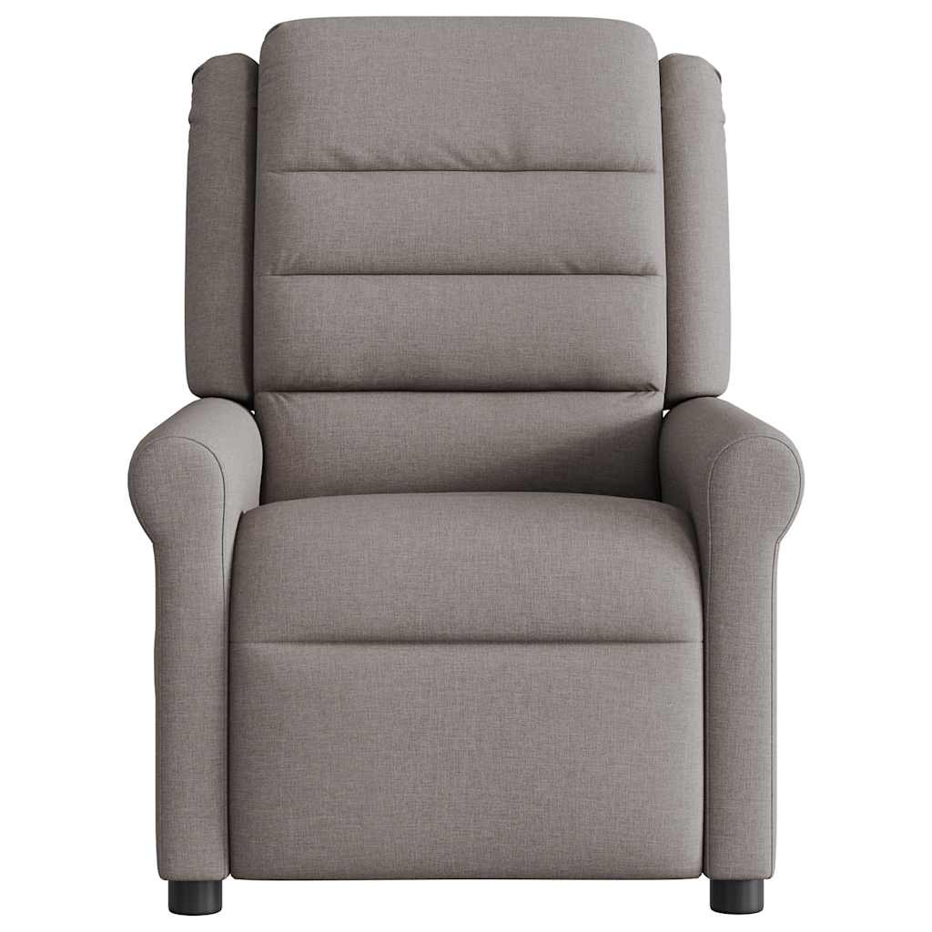 Reclining Massage Armchair, Taupe, Fabric Upholstered