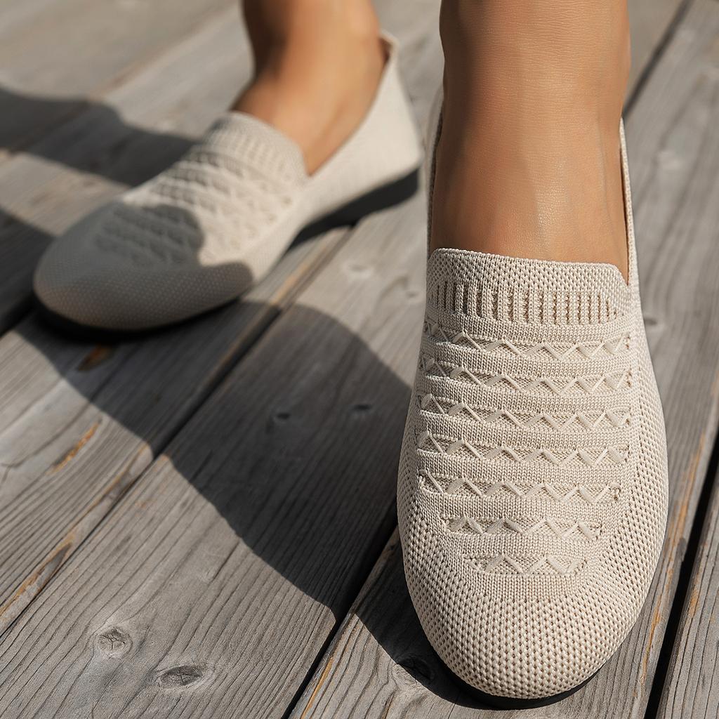 Elastic Knitting Flats Slip On Shoes for Women  Summer Breathable Soft Loafers Woman Lightweight Casual Shoes Mom Moccasins