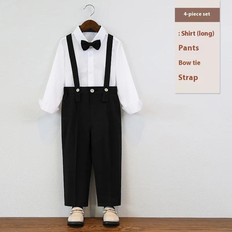 Dětský narozeninový smokingový oblek Letní britský styl Chlapecký svatební oblek Set Bílý Elegantní Dětské sborové vystoupení Formální oblečení 6 8 L