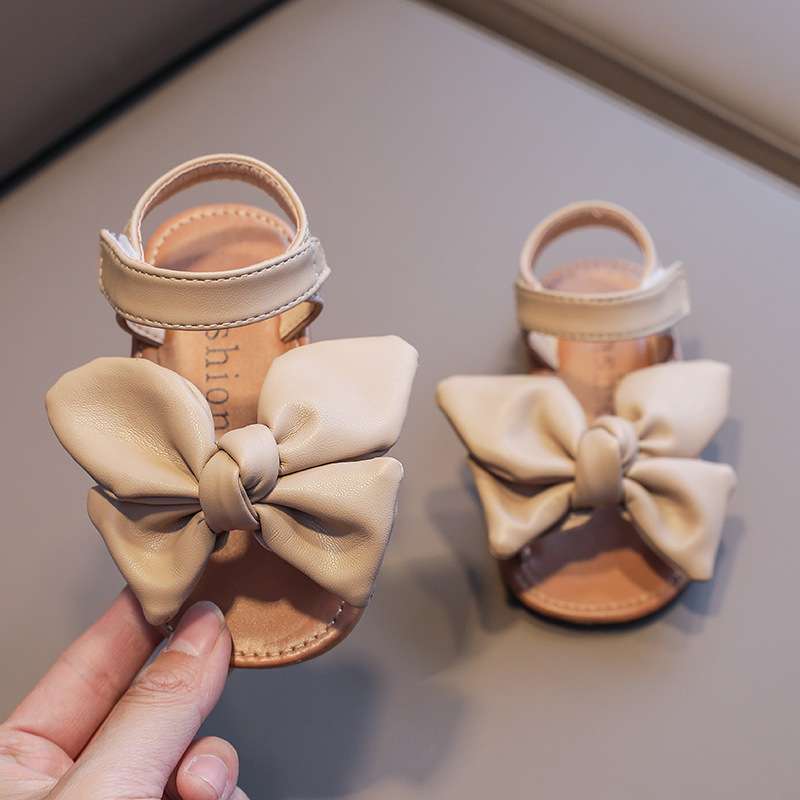 Girls sandals 2025 summer new soft-soled children's shoes bow non-slip beach shoes little girl princess sandals