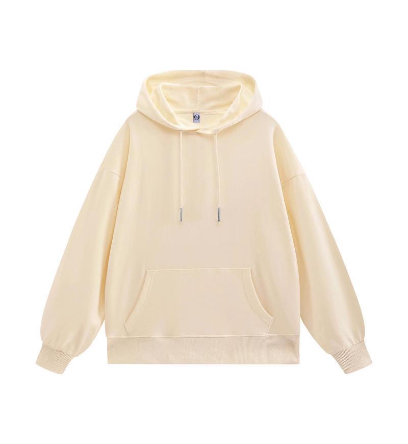 Loose Oversized Drop Shoulder Hooded Pullover Sweatshirt with Pocket - Solid Color, European Size, Customizable Design