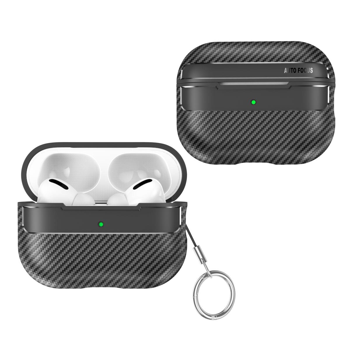 

Чехол для наушников YurKem из углеродного волокна для Apple Airpods Pro 2, противоударный чехол Air pods Pro 2, аксессуары, брелок For Airpods Pro 2 чёрный