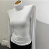 Women's Soft Ribbed Turtleneck Undershirt - Korean Style Stretch Top for Autumn/Winter