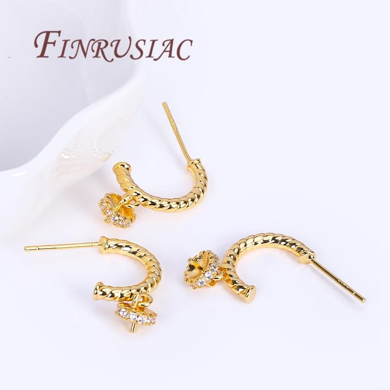 Orecchini a Perno Placcati Oro 18K Reale Basi per Perni con Supporto per Ciondolo a Perla Accessori per la Creazione di Orecchini Fai da Te