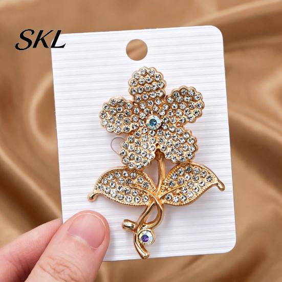 Strong Buckle Brooch Vintage Rhinestone Flower Brooch, Floral Alloy Lapel Pin, Sweater Durable Cardigan Coat Business Suit Decoration, Men Women