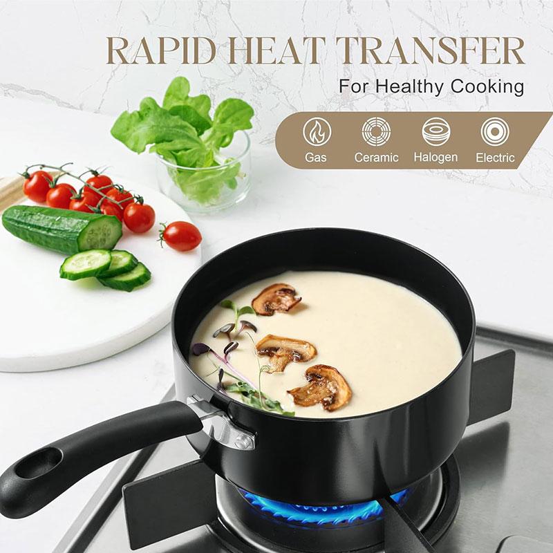 Nonstick 3 Quart Saucepan with Steamer Multipurpose Sauce Pan Small Milk Pasta Cooking Pot with Lid Induction Steam Pot Cookware