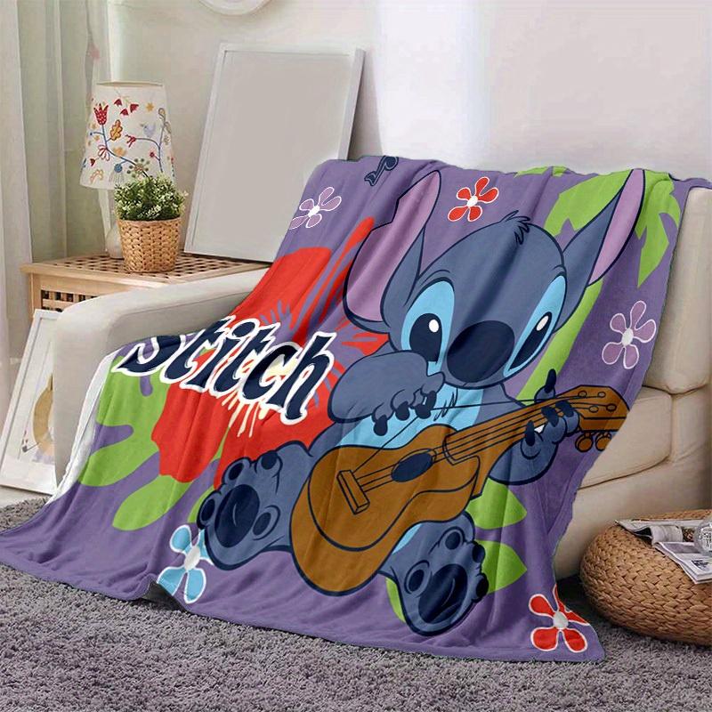 

1pc. Stitch Playing Guitar Hawaiian Floral Patterned Blanket, Home Decor, Office Throw, Outdoor Picnic Rug, Gift for Kids and Adults (80x120cm) 130x150cm