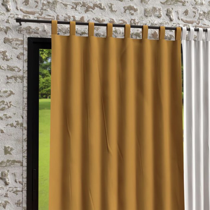 Washed Microfiber Tab Curtain 135X250 Cm BOHEME Mustard, by Soleil d'Ocre